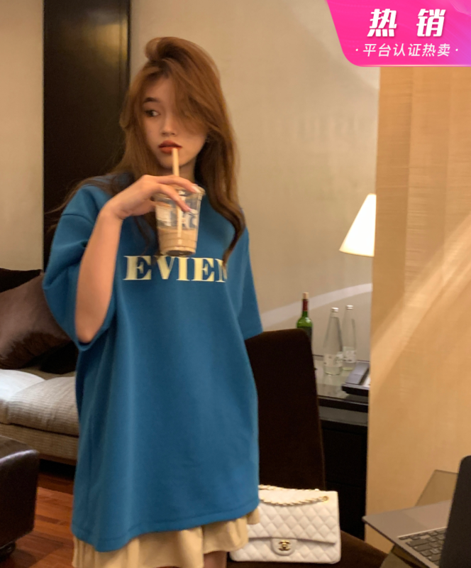 New in early summer! [11An] Korean alphabet printed loose short sleeve T-shirt a6517# LSL