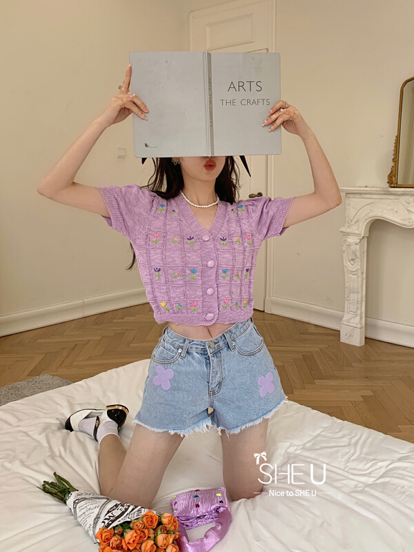 [she u] Girls' fashion versatile denim shorts c80255# cqw