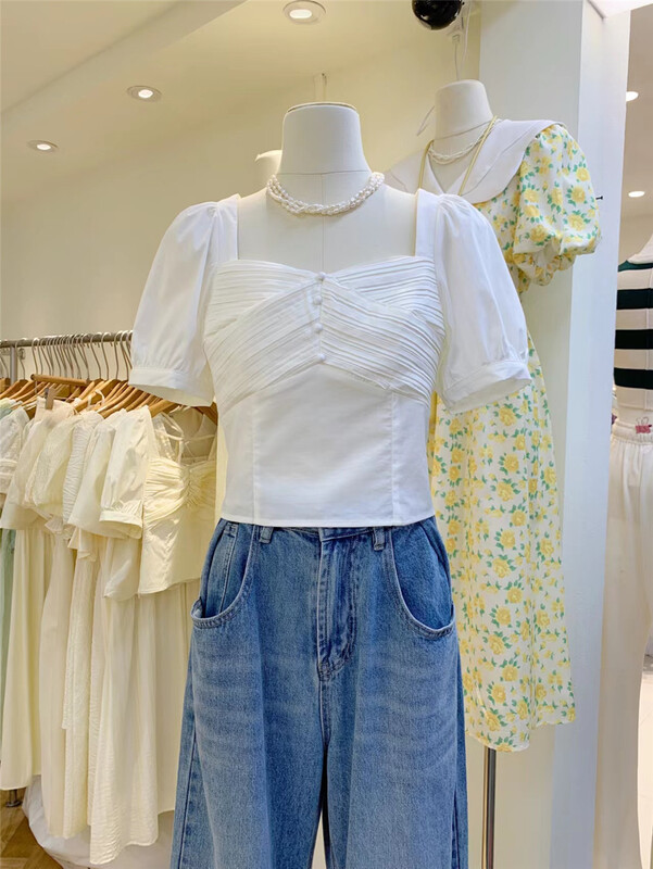 [Lulu grace] Korean style short style square neck shirt 6336# zjy