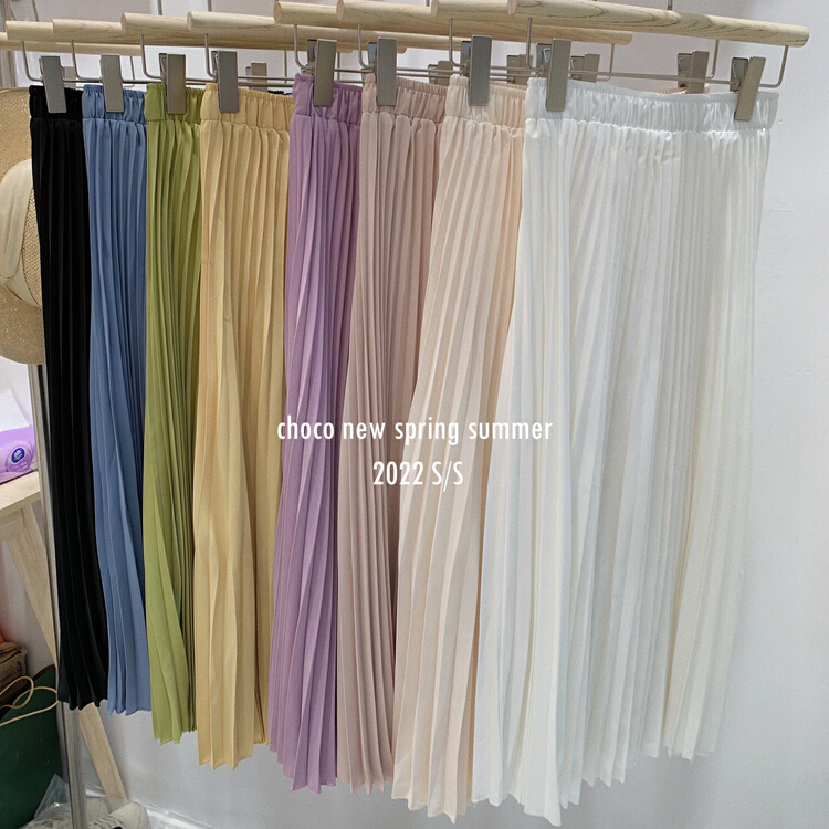 Early spring! [choco] temperament candy color drape pleated skirt 8159# LSW