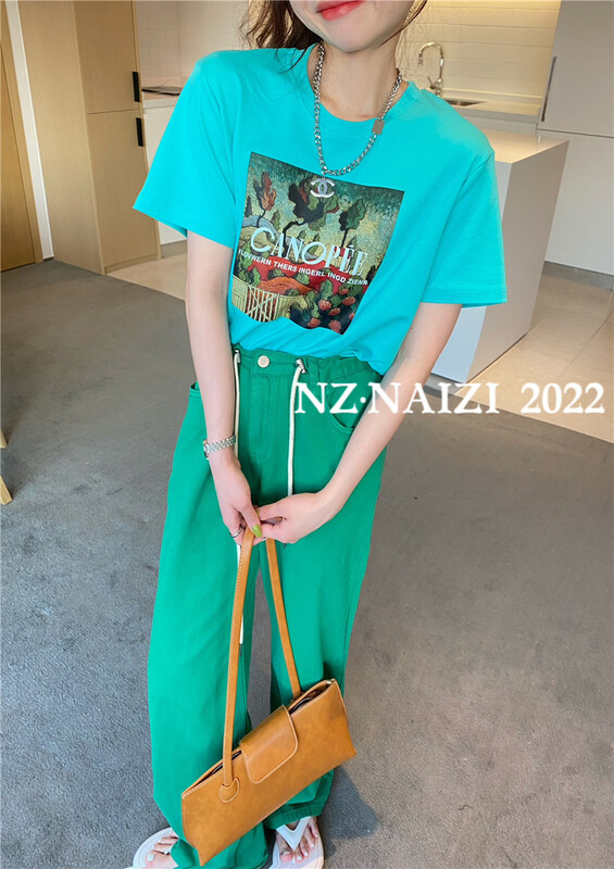 New in early summer! [Naizi] casual print personalized Pullover short sleeve T-shirt 8069# ozq