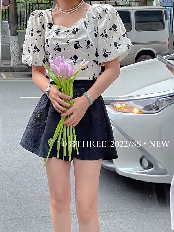 【033THREE】淑女V領氣質小衫  8108#  OZQ