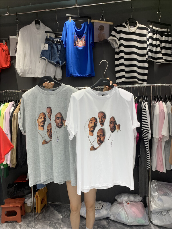 [ajroom] American retro portrait shoulder pad design Short Sleeve T-shirt 3374# cqw