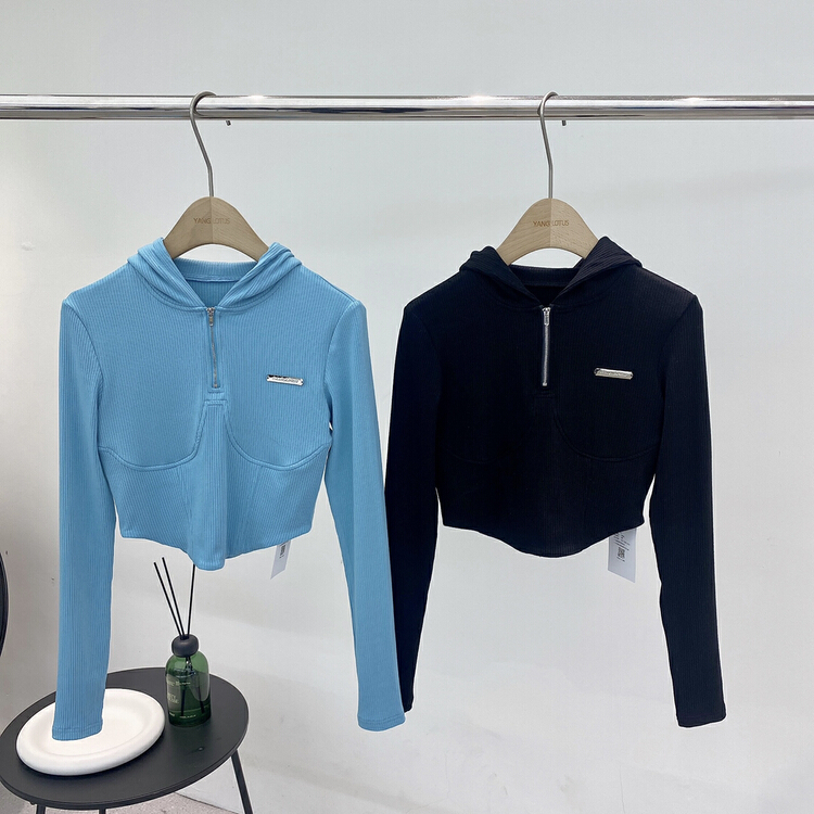 New year in early spring! [Yang lotus] comfortable short waist closing Hooded Sweatshirt s12111104# jhy