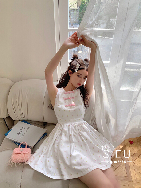 [she u] fashion national style button dress c58179# cqw