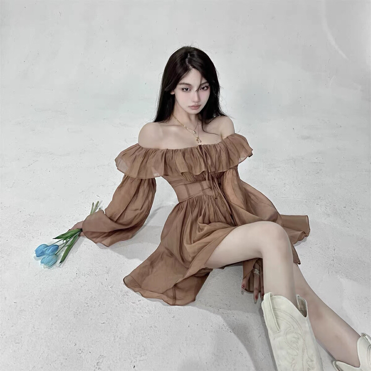 [mix mix] one shoulder thin and gentle dress 9825# ozq