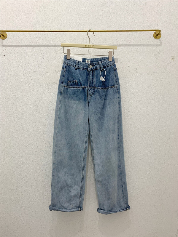 [u.she] Korean versatile gradient straight jeans 6758# cqw