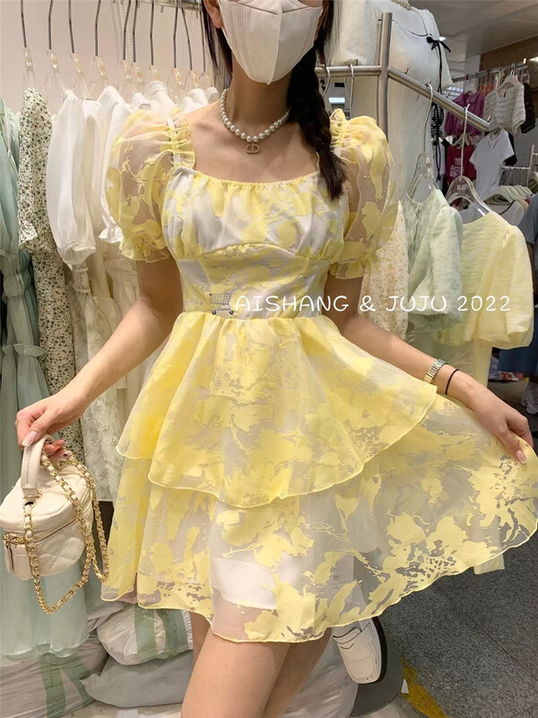 [AI Shang] little women's bandage waist closing dress 33157# hjy