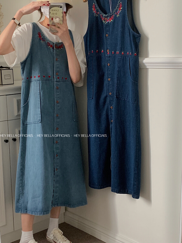 New year in early spring! [hey Bella] Korean fashion Embroidered Denim Skirt b22035# ll
