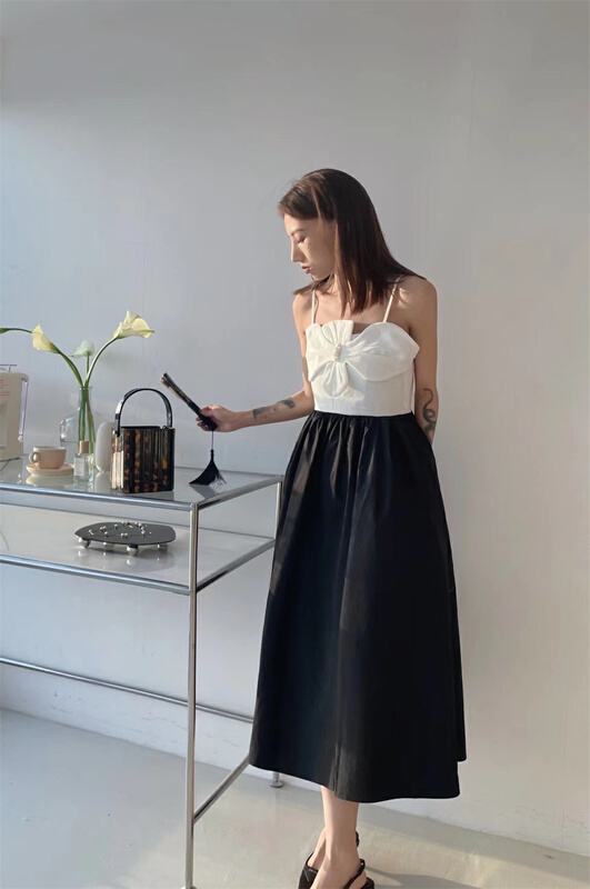 [ICC] Korean temperament color matching medium and long suspender dress 8101# PCZ