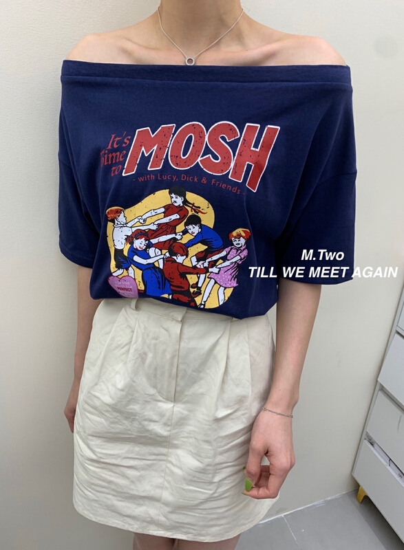 goods in stock! New in early summer! [m.two] printed one shoulder can wear two short sleeve T-shirts 7781# hyy