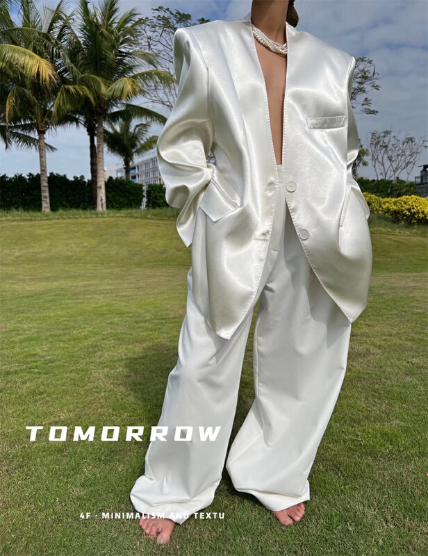New year in early spring! [tomorrow] Satin acetic acid simple suit h008# ozq