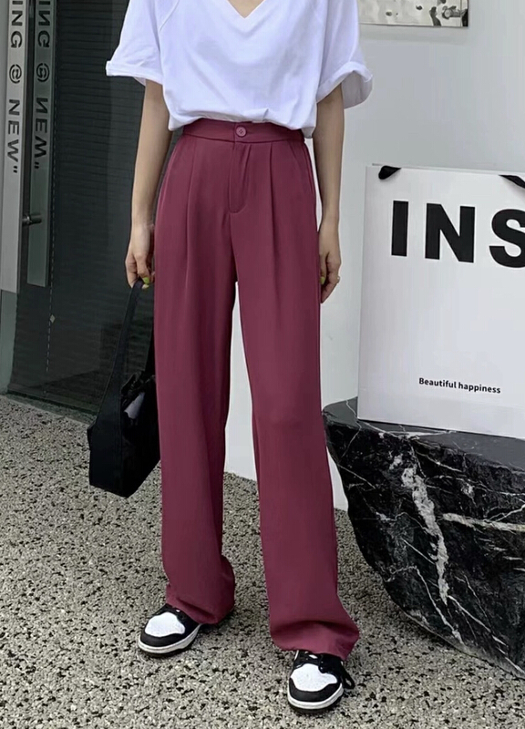 [love in clothes] thin Hong Kong style straight tube loose casual vertical feeling suit wide leg casual pants 8885# Cl