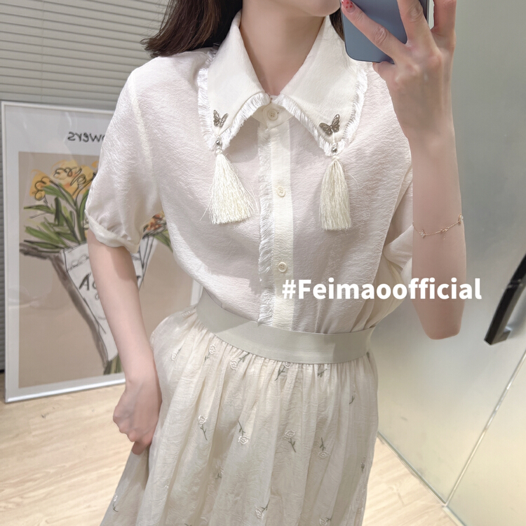 [Feimao (Yimao)] bubble sleeve temperament tassel design shirt ym-8077# LSL