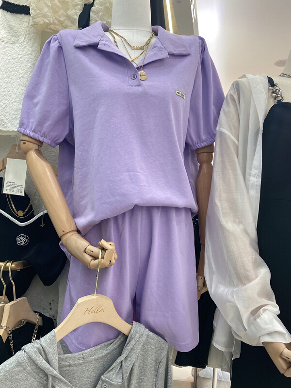 New in early summer! [Hello] simple short sleeve T-shirt + comfortable casual shorts two piece suit ys-6312# lwy