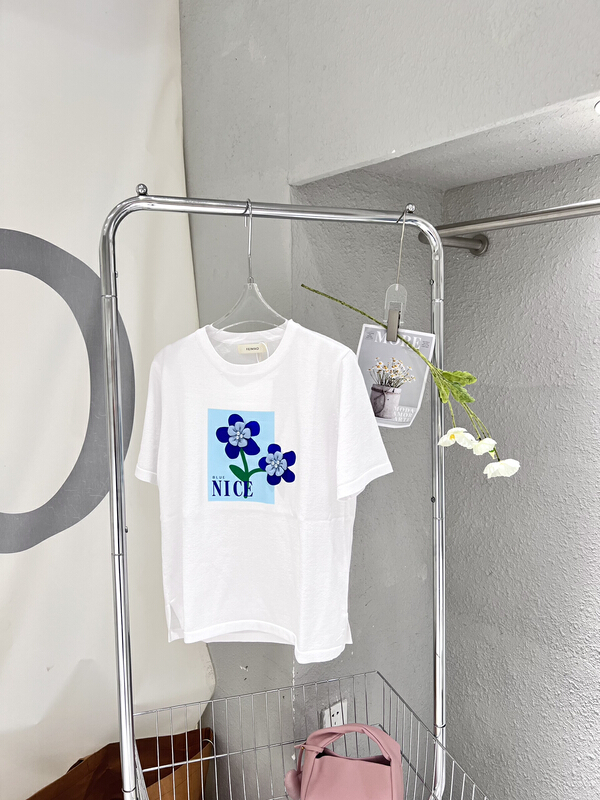 [Feimao (Yimao)] fashionable and versatile plant print round neck short sleeve T-shirt ym-1067# LSL