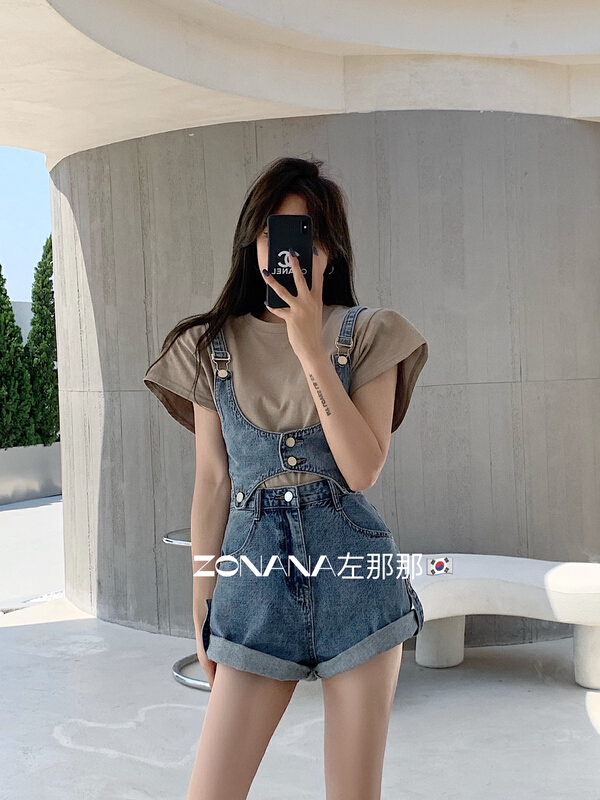 [zonana Zuo na na na] fashion classic temperament suspender pants (detachable suspender pants) 566# zxx