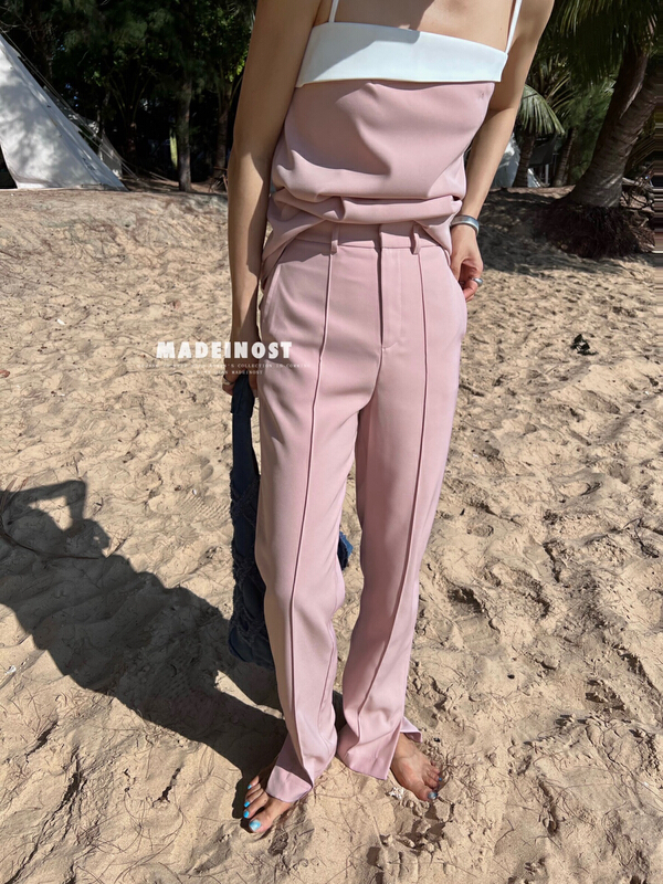 New in early summer! [OSHA madeinost] minimalist side slit straight pants 86065# ll