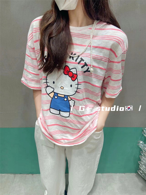 goods in stock! New in early summer! [G +] Korean stripe cartoon short sleeve T-shirt 8579# WTT