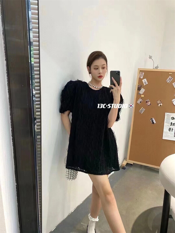 [13C. Studio] short sleeve Pullover solid dress 8539# PCZ