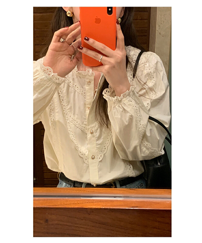 New year in early spring! [are you] Korean stitched lace comfortable shirt 3009# ll