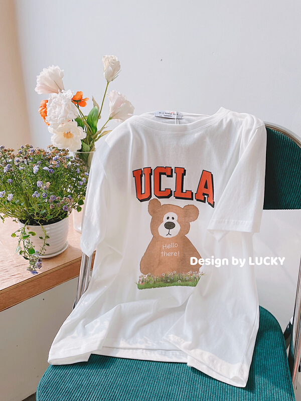 goods in stock! New year in early spring! [lucky] Korean bear digital printing cartoon short sleeve T-shirt 8718# HBx