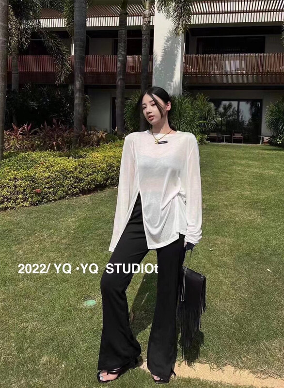 【YYQ】韓系圓領舒適長袖T恤  1012#  L
