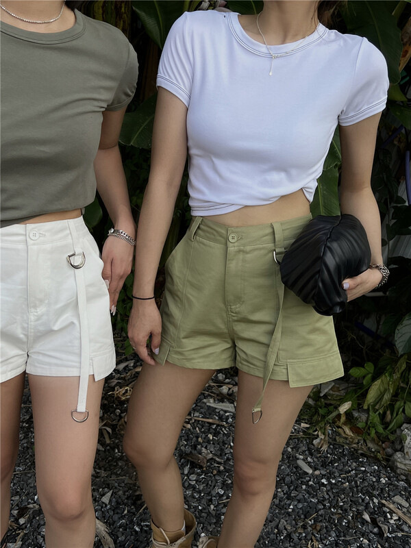 【F】 Korean round neck net color short short sleeved T-shirt 6108# zxx