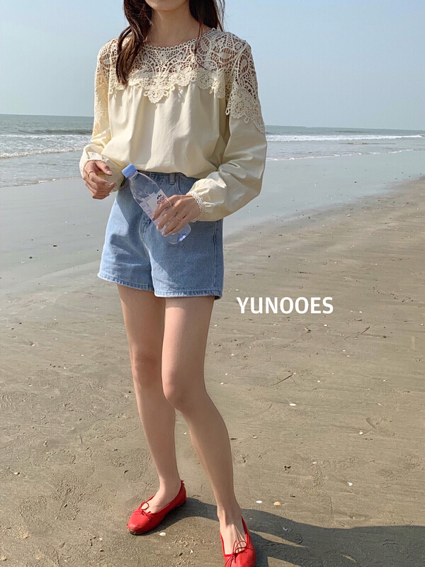 New year in early spring! [yunooes] round neck hollowed out Crochet Pullover small shirt 8011-1# LSL