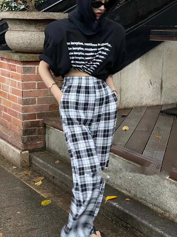 [Lala] Plaid straight tube versatile casual pants 3071# WTT