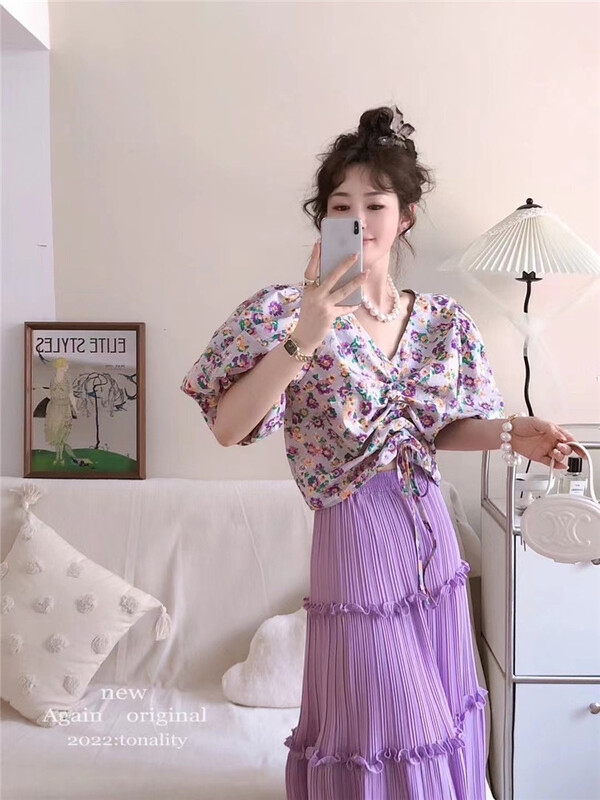 VV [again] Korean style fungus edge chiffon skirt 6180# PCZ