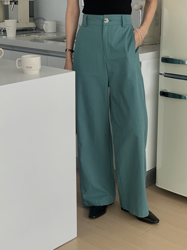 Original price 123.95! New year in early spring! [on line] wash cotton high waist straight tube wide leg versatile solid color casual pants 7080# lwy