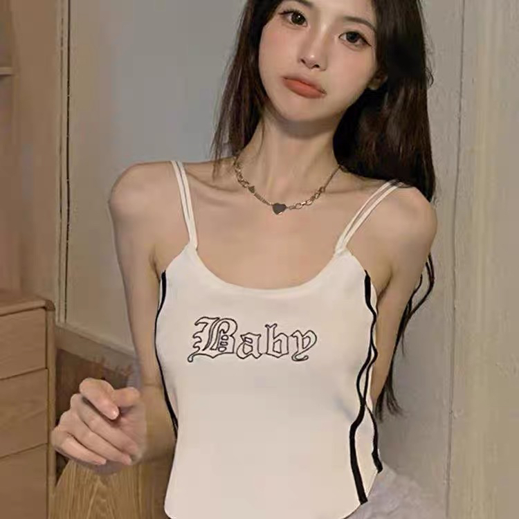 [Huaxi] embroidered letter spice girl pure desire irregular vest / sling 9047# PCZ