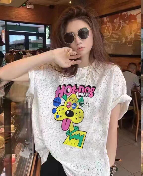 [wlady] Korean lace printed short sleeve T-shirt 361# WTT