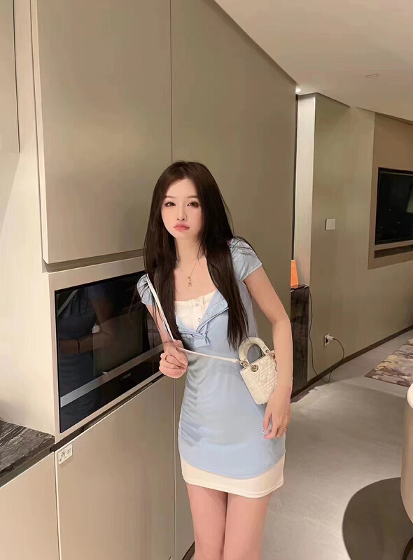 [HH] simple dress + suspender dress two piece suit 8293# LSL