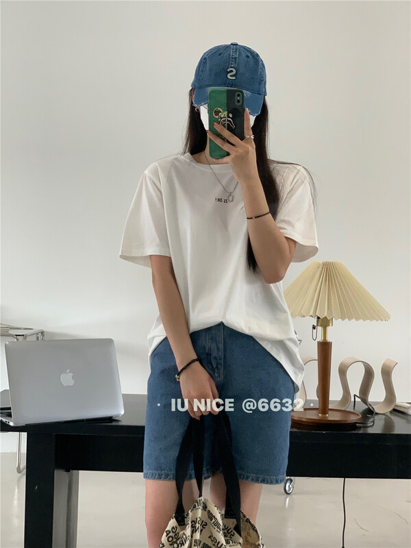 [IU nice] Korean loose comfortable short sleeved T-shirt (T-shirt only) 6632# ll