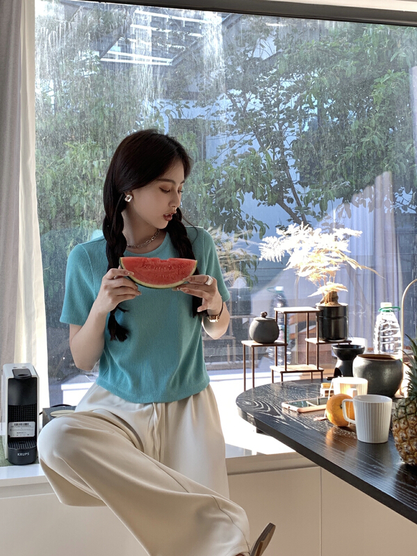 [11An] Korean classic versatile short sleeve T-shirt a6607# LSL