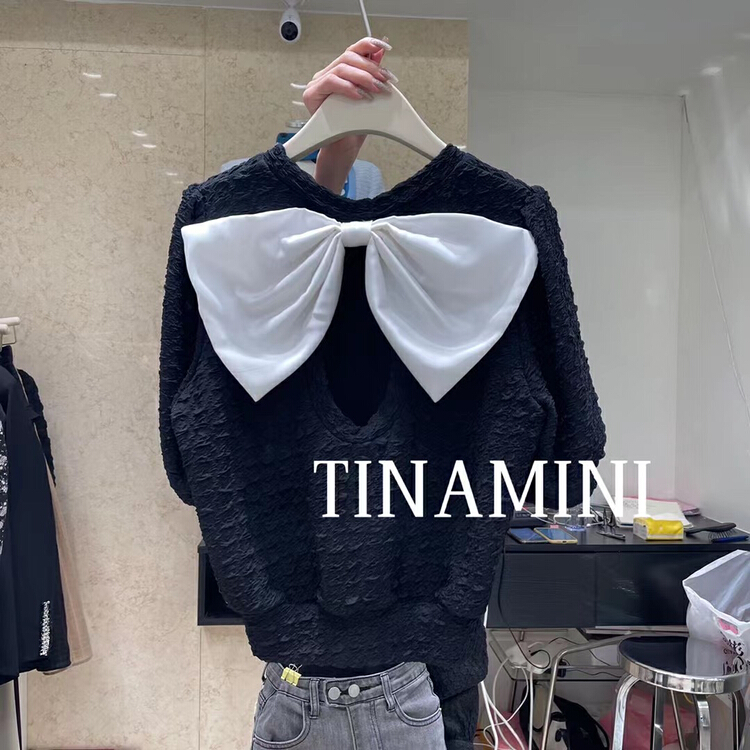 goods in stock! New year in early spring! [Tina Mini] simple and versatile bow shirt m0071# hjy
