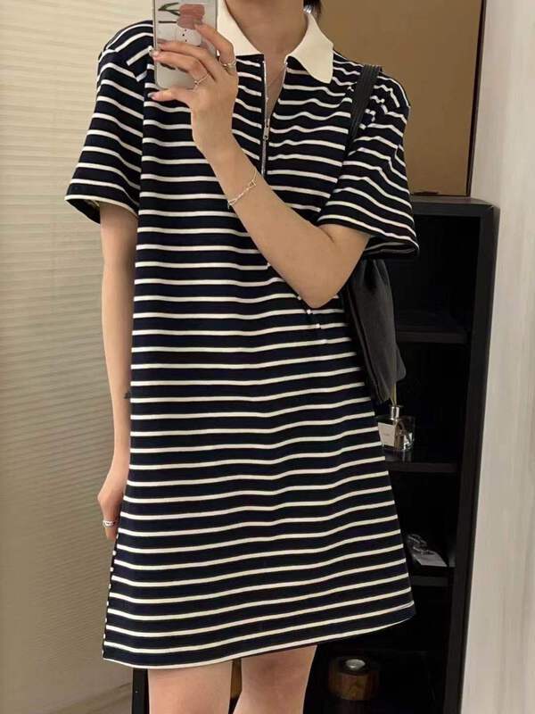 New in early summer! [larti] junior college stripe knitted dress 8387# ll