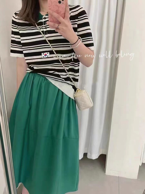 New in early summer! [free studio] Korean casual Stripe Polo Shirt 68913# hjy