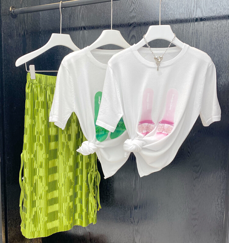 New in early summer! [Feimao Philippine cat] craft ice silk Pullover blouse (only selling tops) 1025# LSL