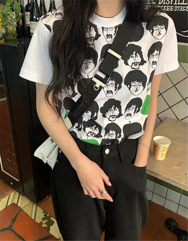 New in early summer! [Mi Luo] Korean funny printing versatile short sleeve T-shirt 66008# zyh