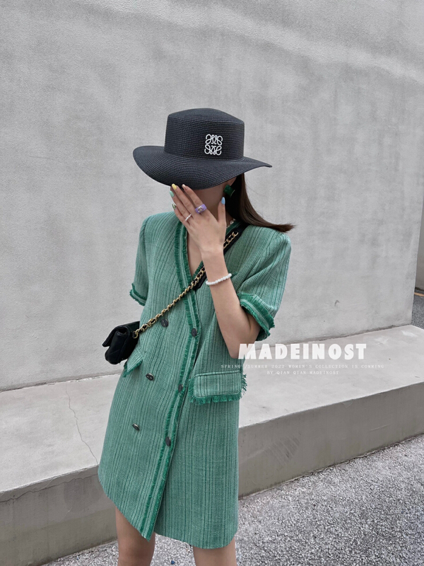[OSHA madeinost] high-grade small fragrance five sleeve suit dress 86196# ll