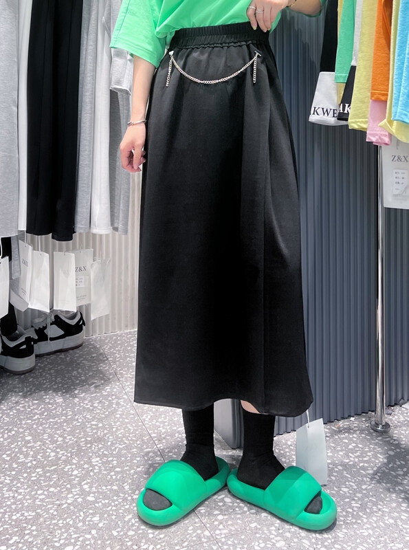 [Z & x] high waist pleated lady chain skirt (skirt only) 1085# L