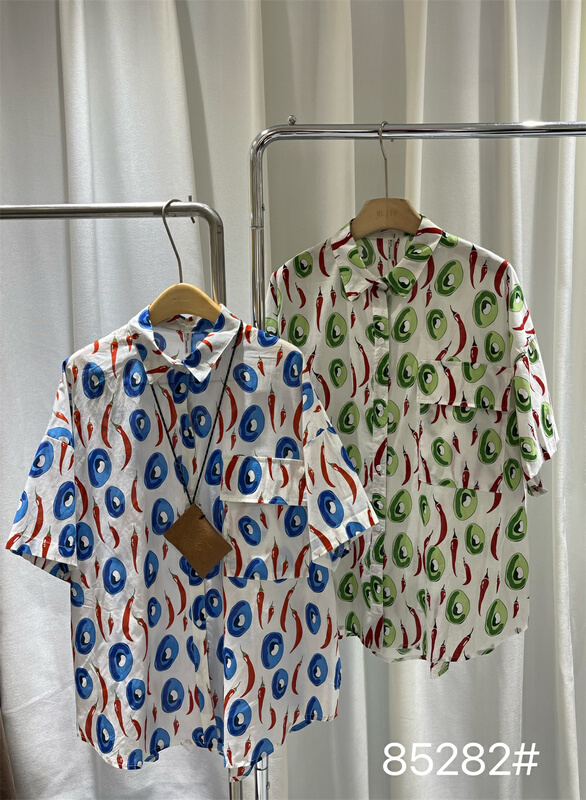 goods in stock! [Mujia] Korean avocado printed comfortable shirt (only shirts) 85282# L
