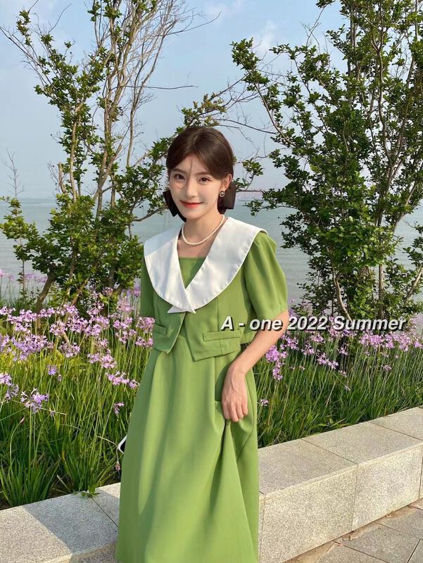goods in stock! New in early summer! [A-One] Korean version of lady's large lapel short shirt + simple temperament sling Jumpsuit 5561# hjy