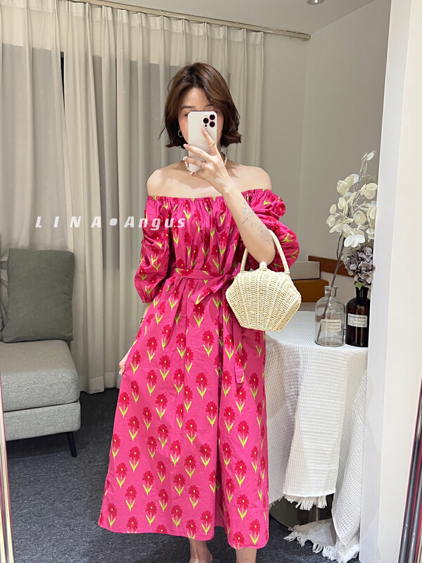 [Lina] Vintage Floral Dress (with waist rope) 0161# hjy