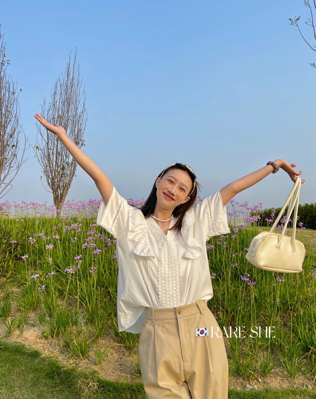[rare she] lotus leaf collar lace small shirt 5229# LSW