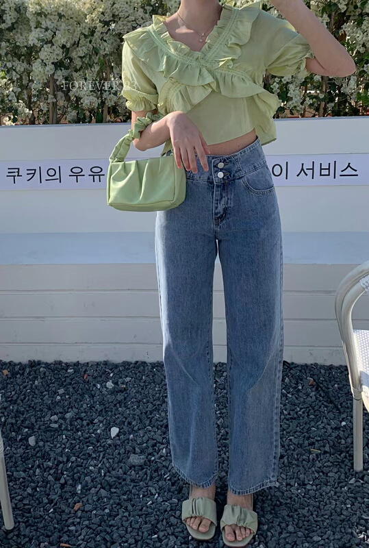 [forever23] wide leg jeans with cross back waist a630# hjy
