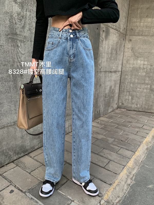 New year in early spring! [Jiajia Muli] commuter style simple and versatile wide leg jeans 8328# L